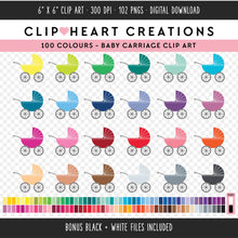 Load image into Gallery viewer, 100 Baby Carriage Clip Art
