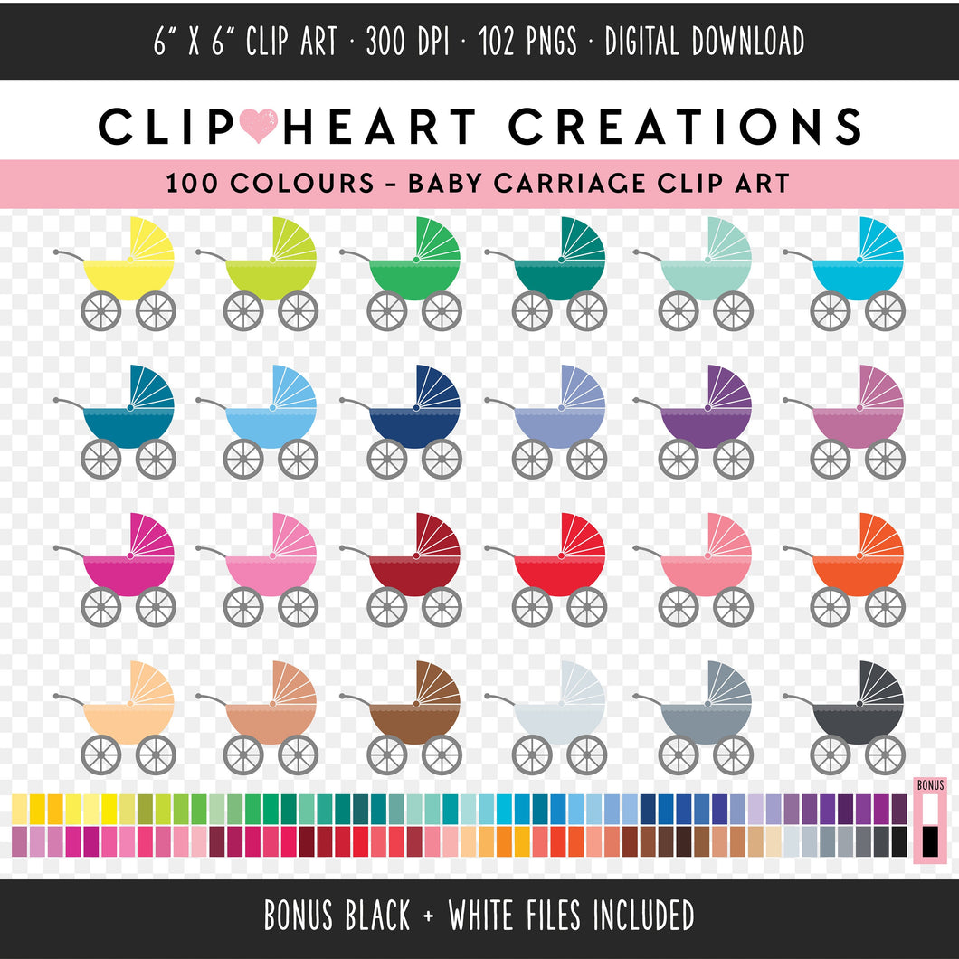 100 Baby Carriage Clip Art