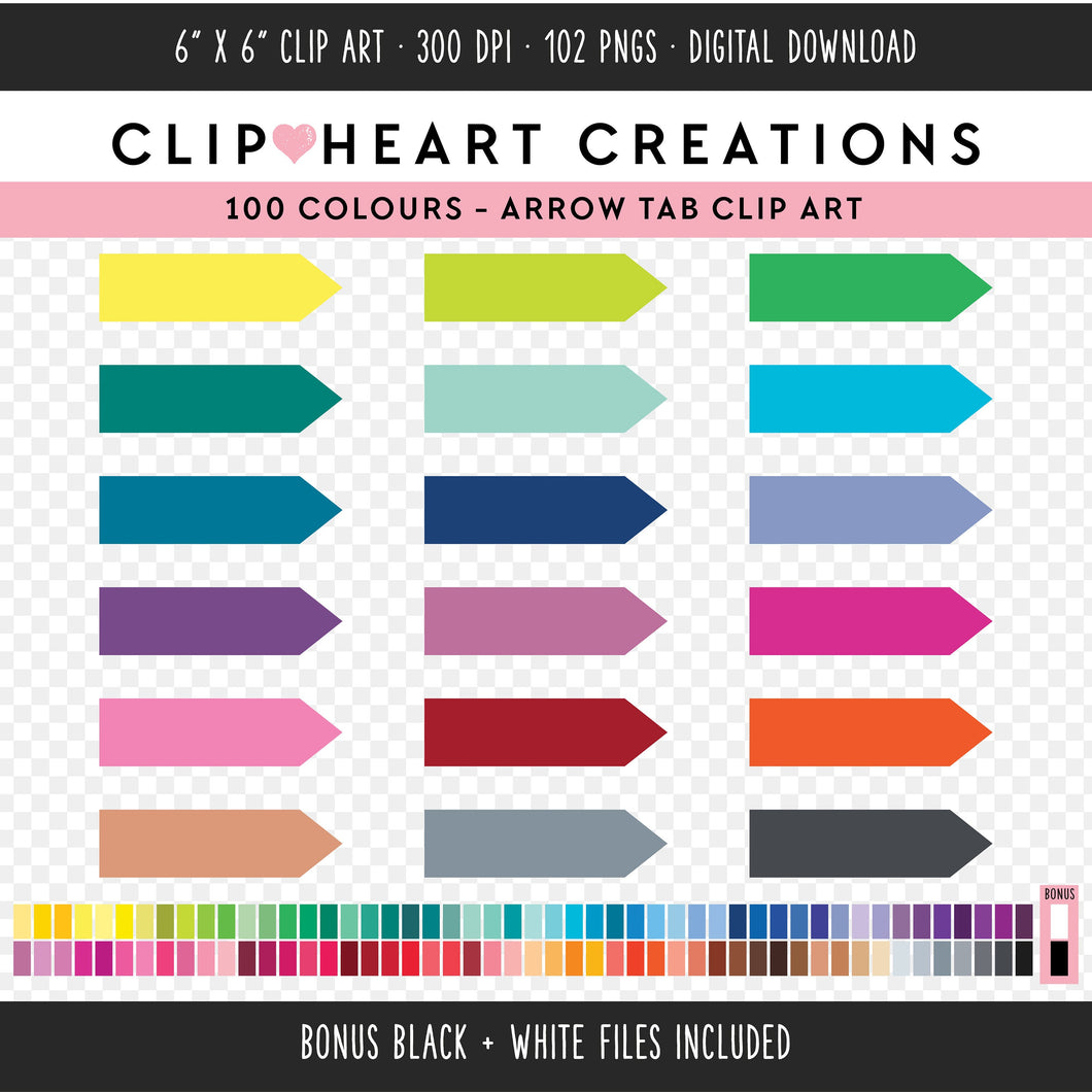 100 Arrow Tab Clip Art