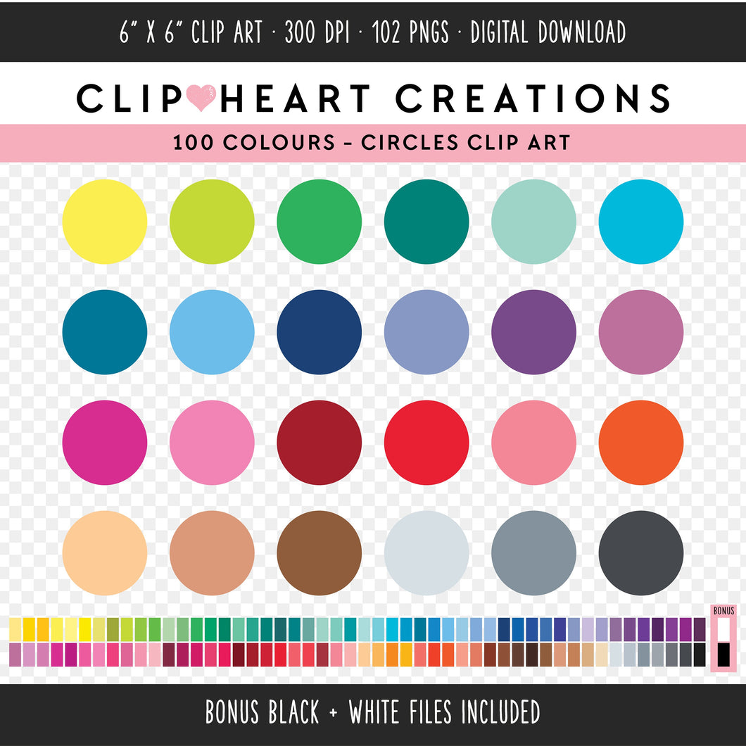 100 Circle Digital Clip Art