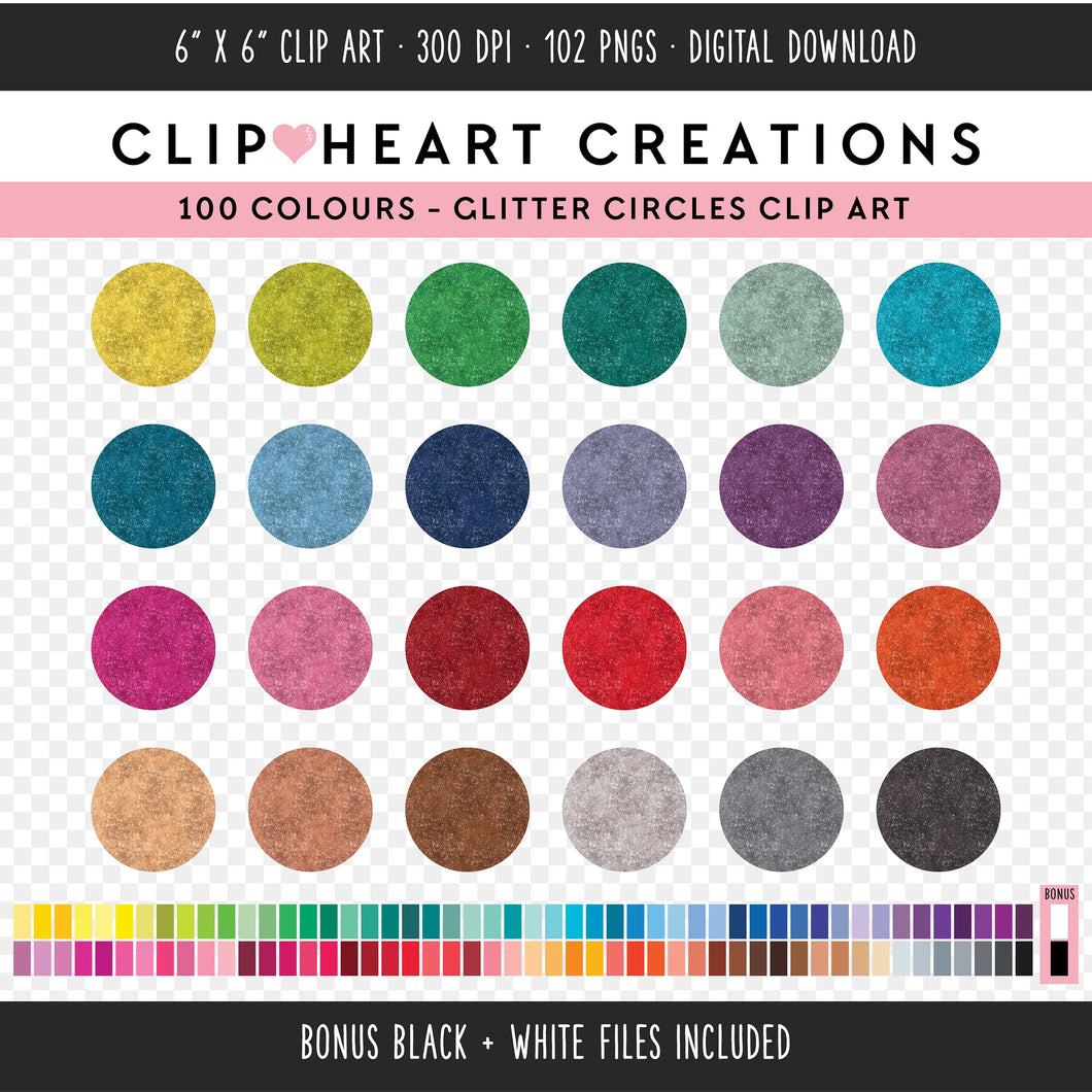 100 Glitter Circle Clip Art