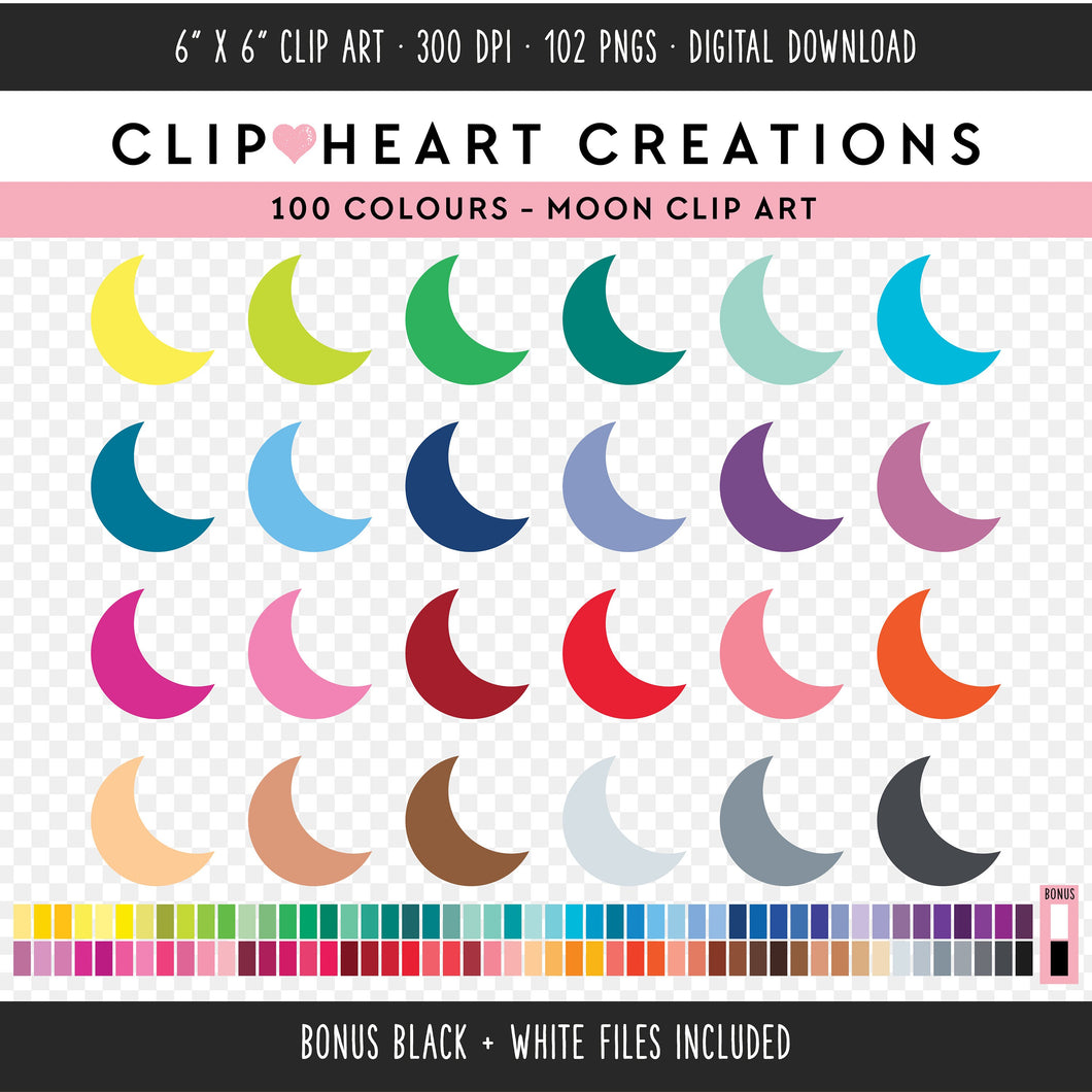 100 Crescent Moon Clip Art