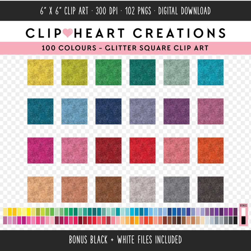 100 Glitter Square Clip Art