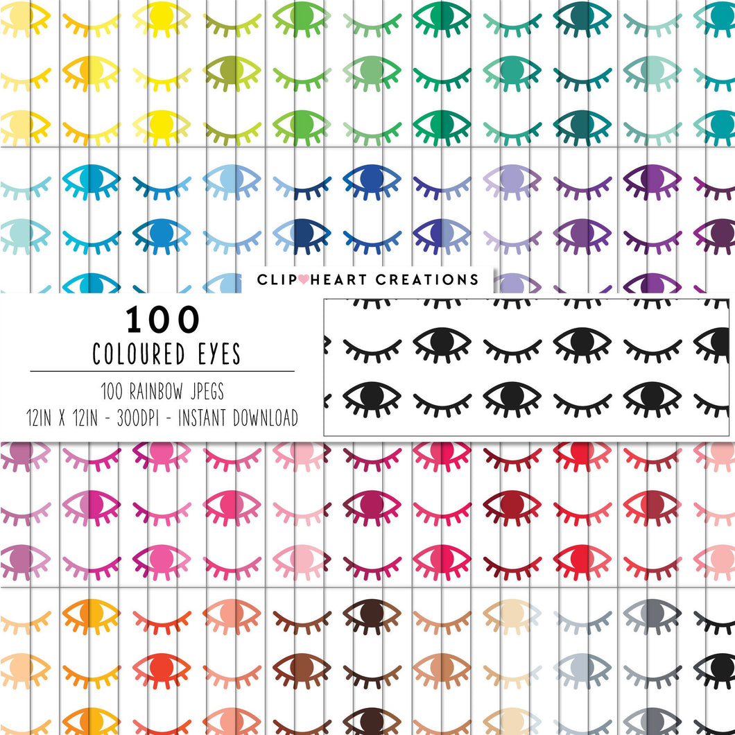 100 Eye Pattern Digital Papers (Color)