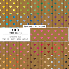 Load image into Gallery viewer, 100 Kraft Heart Pattern Digital Papers
