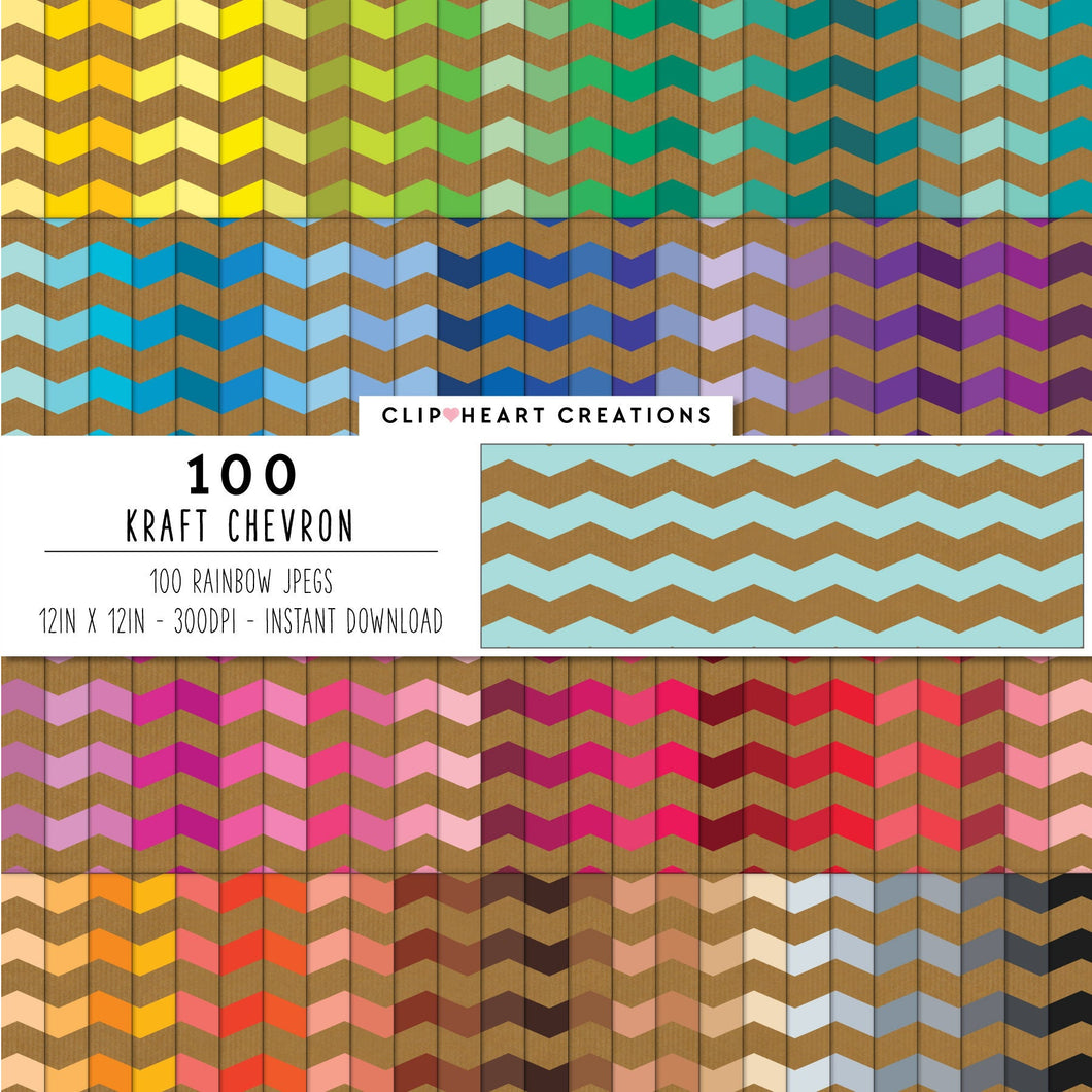 100 Kraft Chevron Pattern Digital Papers