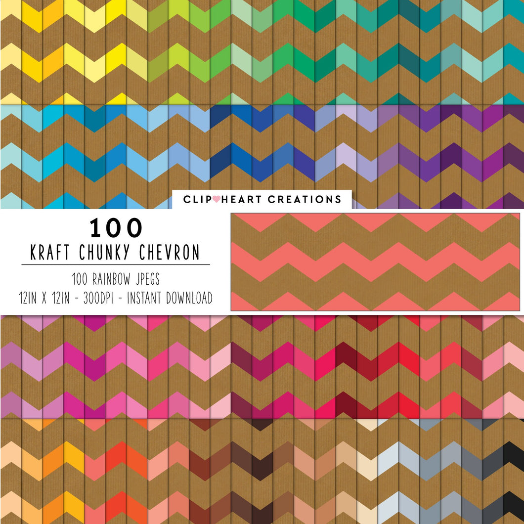 100 Kraft Chunky Chevron Digital Papers