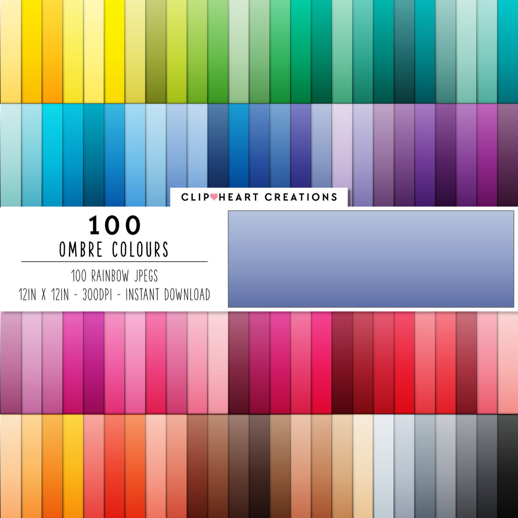 100 Ombre Color Digital Papers