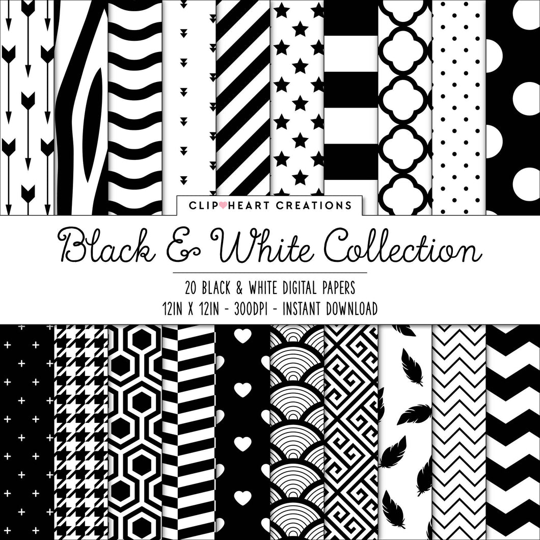 Black & White Pattern Digital Papers