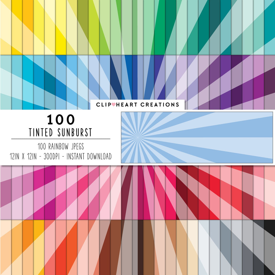 100 Sunburst Digital Papers (Tinted)