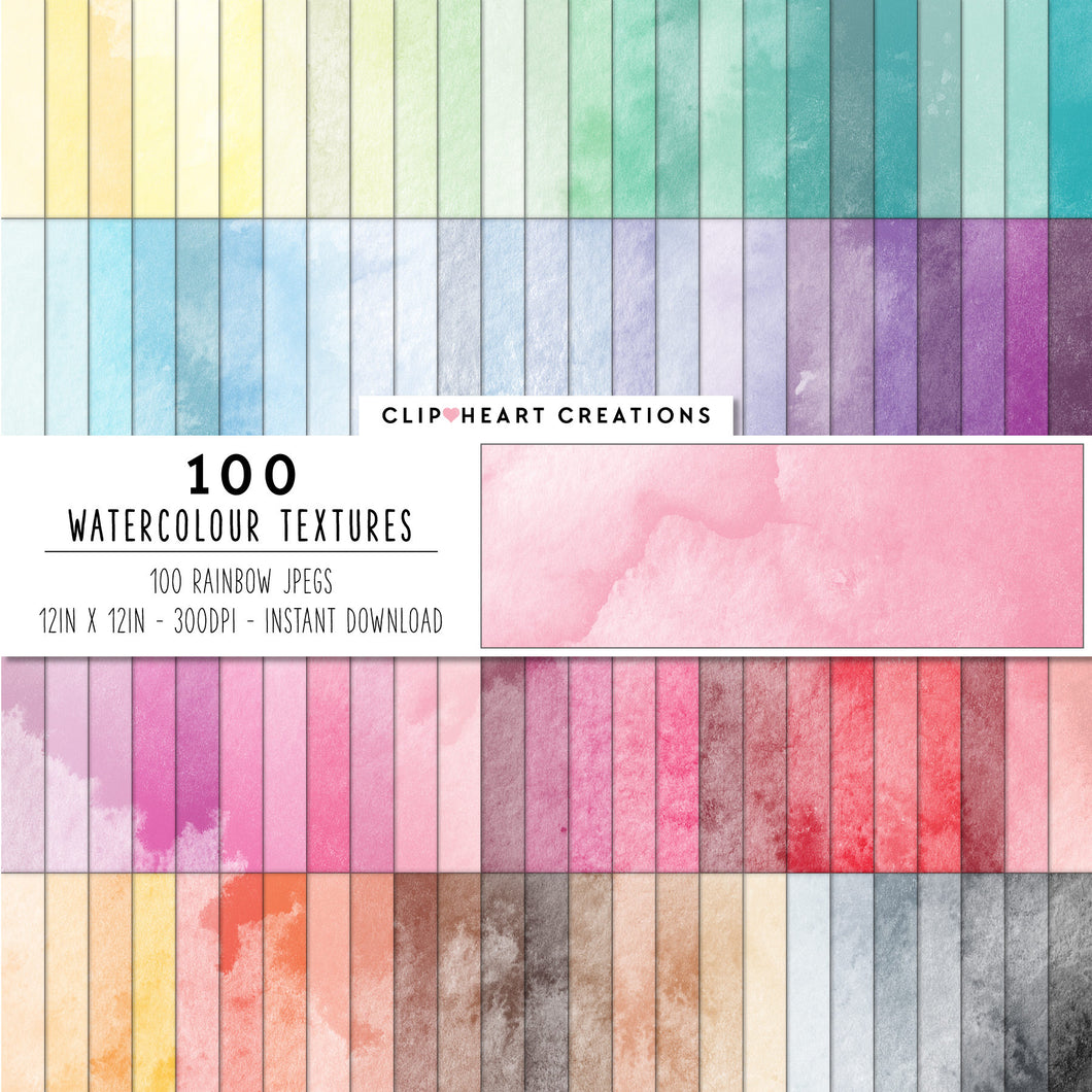 100 Watercolor Texture Digital Papers