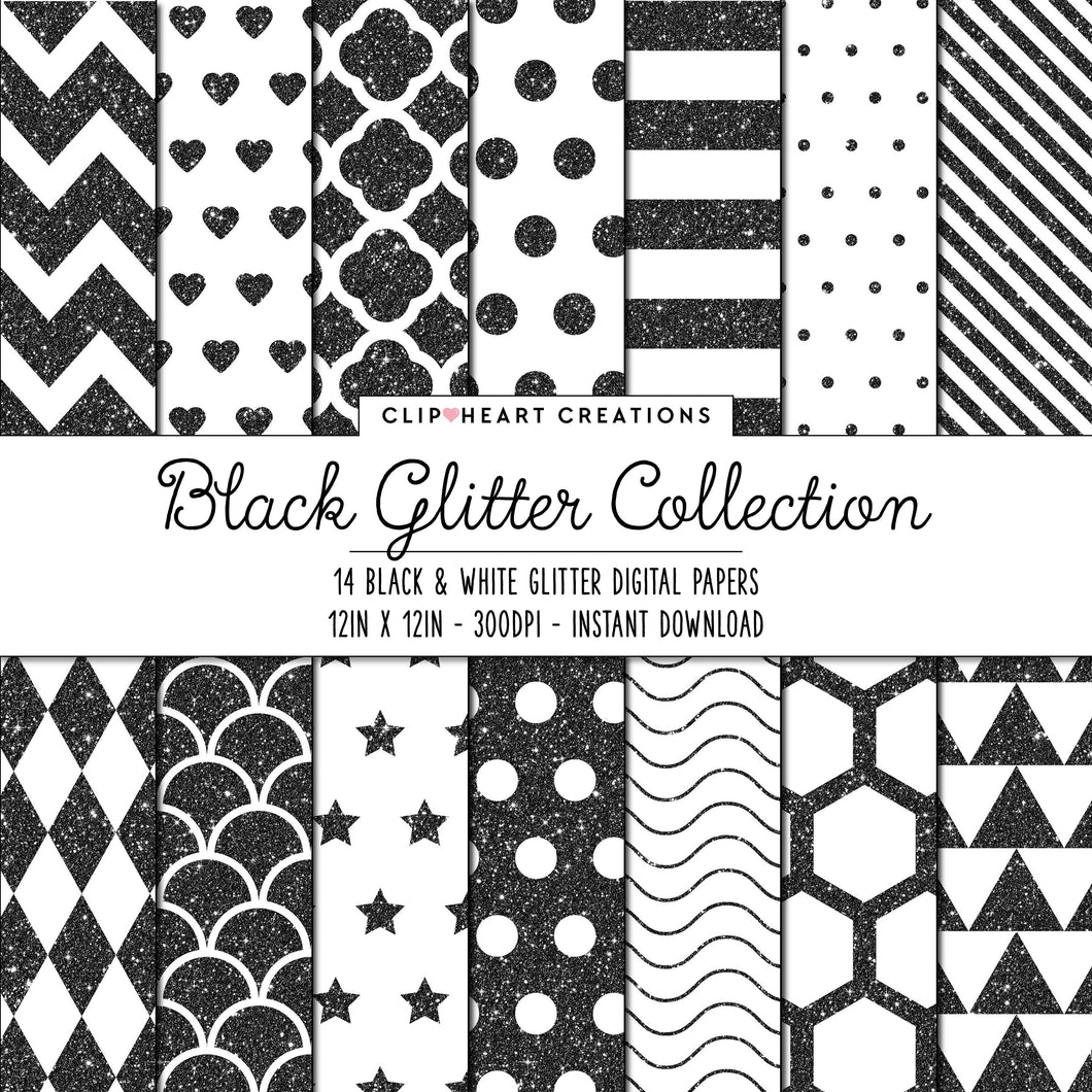 Black Glitter Pattern Digital Papers