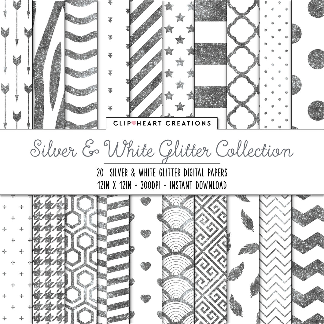 Silver Glitter Digital Papers