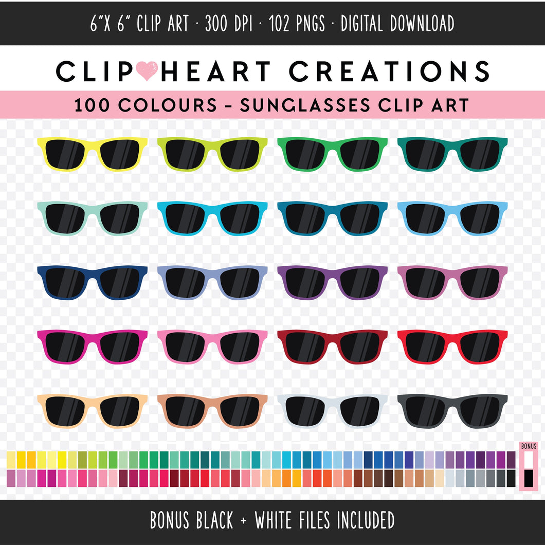 100 Sunglasses Digital Clip Art