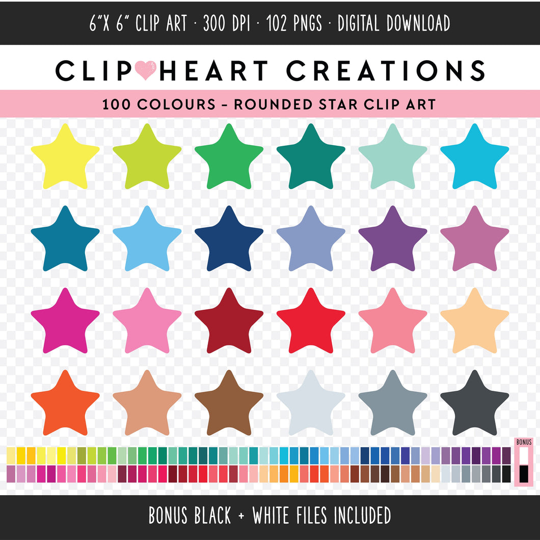 100 Star Digital Clip Art