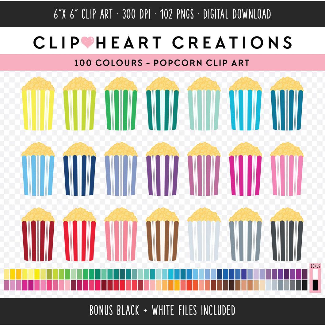 100 Popcorn Clip Art