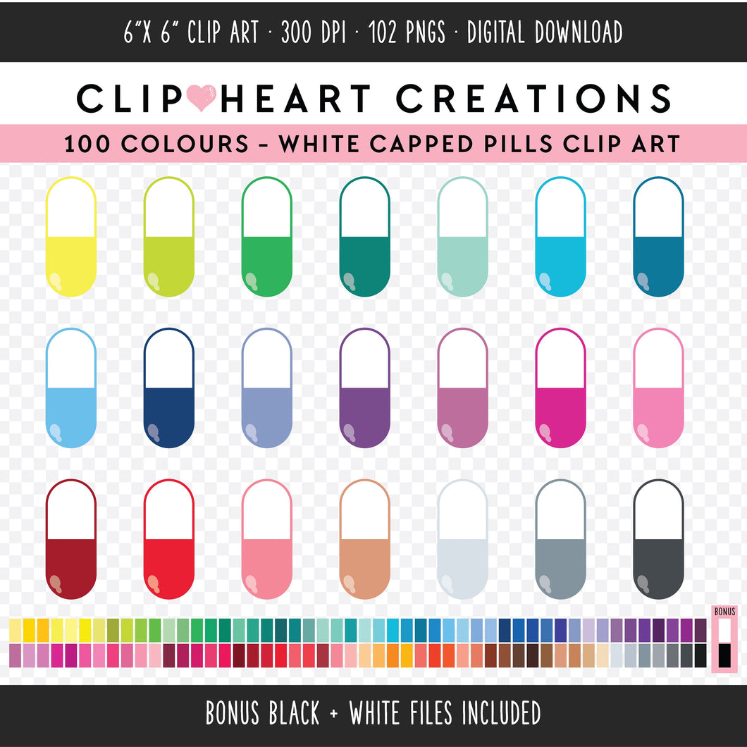 100 Pills Digital Clip Art