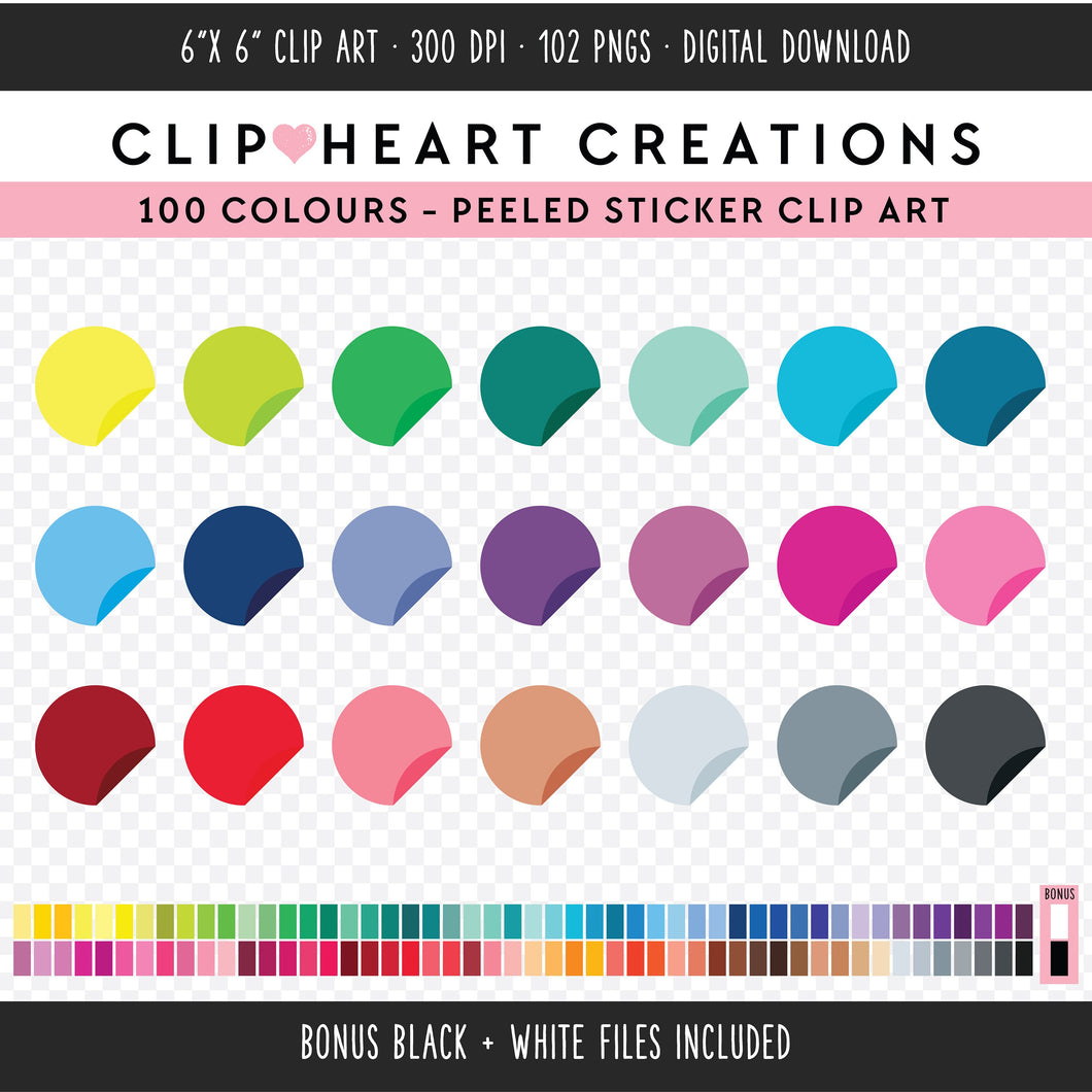 100 Peeled Sticker Clip Art