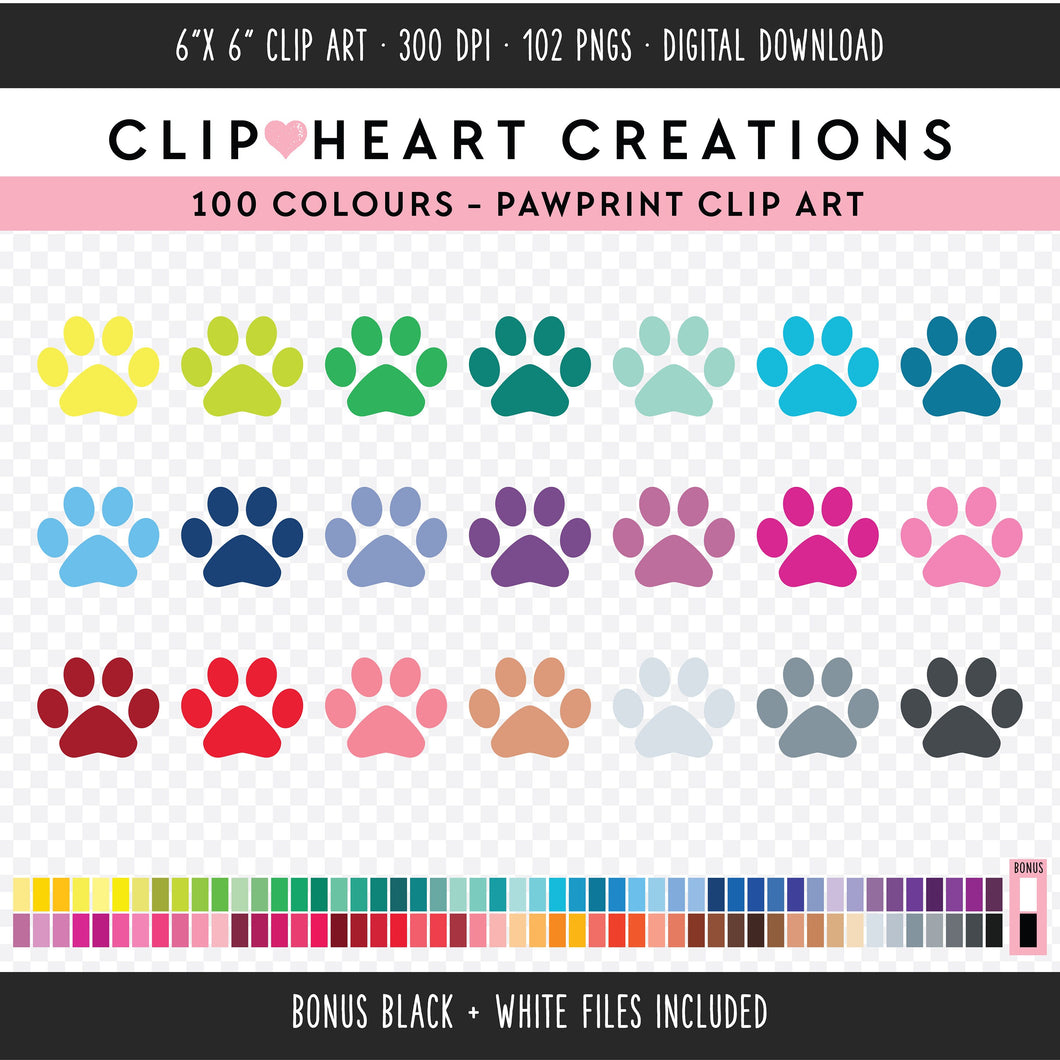 100 Paw Prints Clip Art