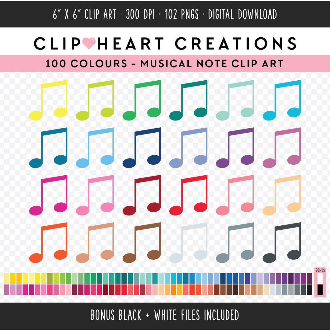 100 Musical Notes Clip Art