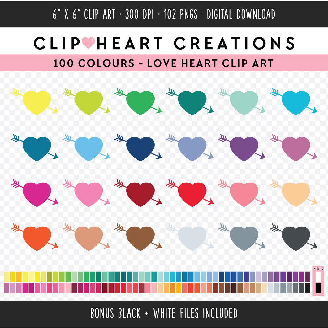 100 Cupid Arrow Heart Clip Art