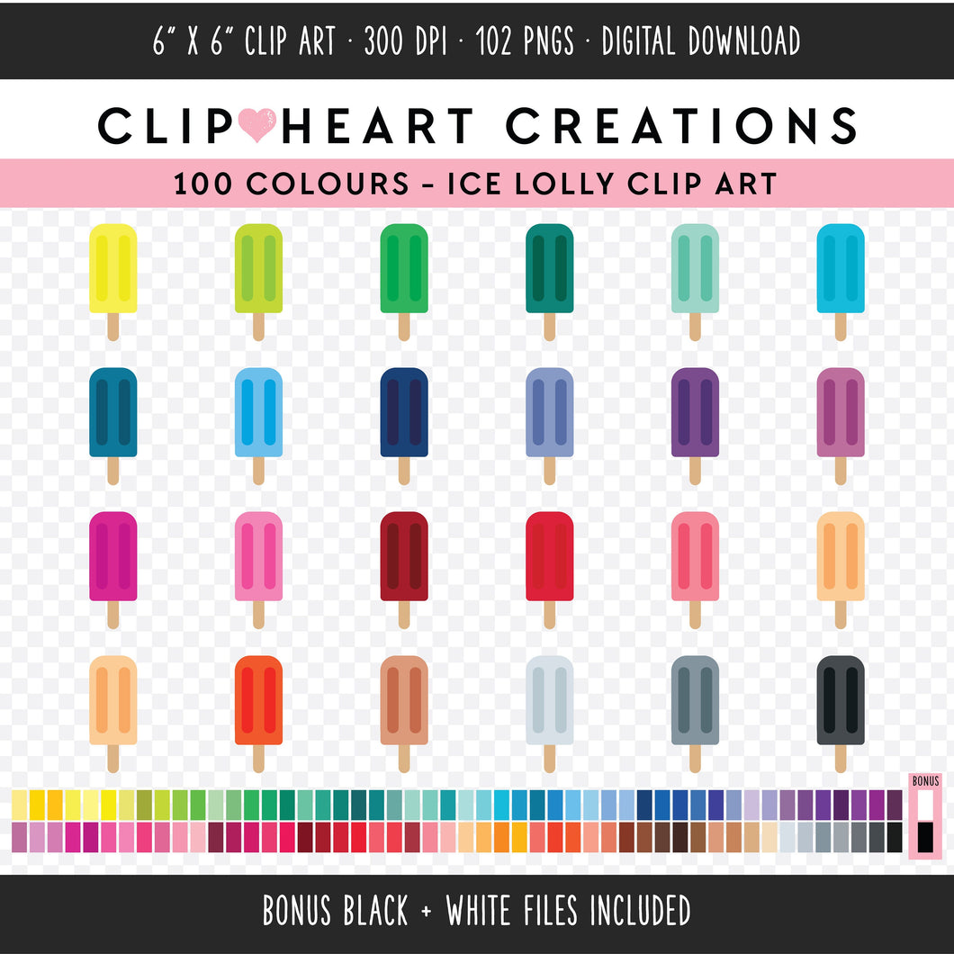 100 Ice Lolly Clip Art