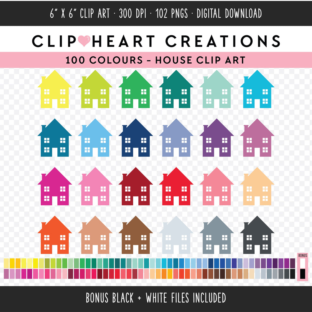 100 House Digital Clip Art