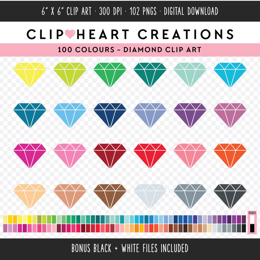 100 Diamonds Digital Clip Art