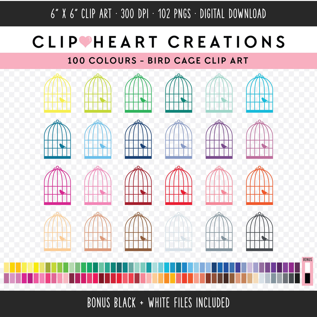 100 Birdcage Digital Clip Art