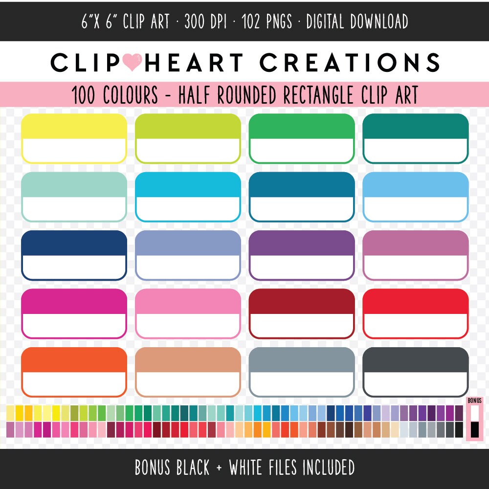 100 Half Rounded Rectangle Clip Art