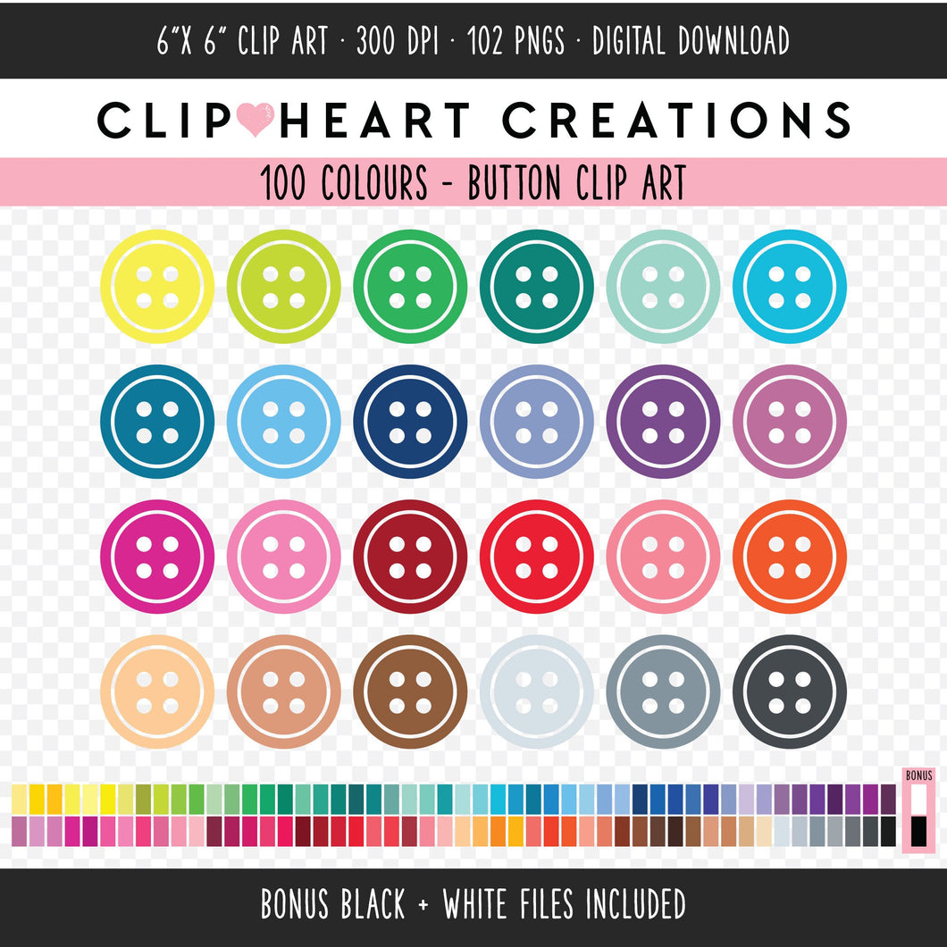 100 Button Clip Art