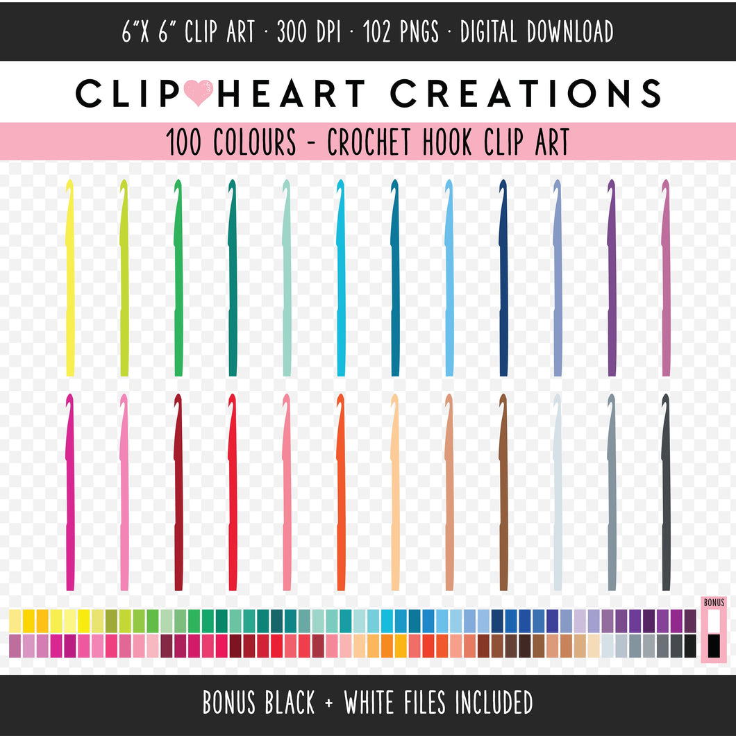 100 Crochet Hook Clip Art