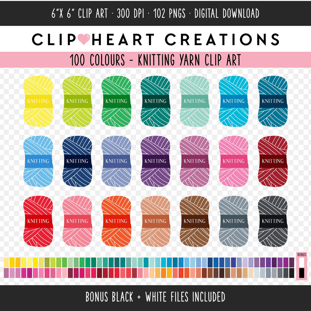 100 Knitting Yarn Clip Art