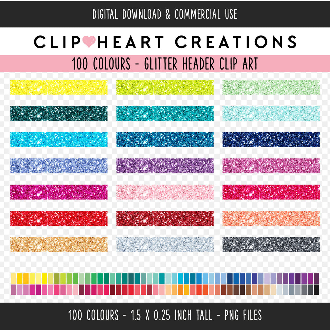 100 Fine Glitter Header Clip Art