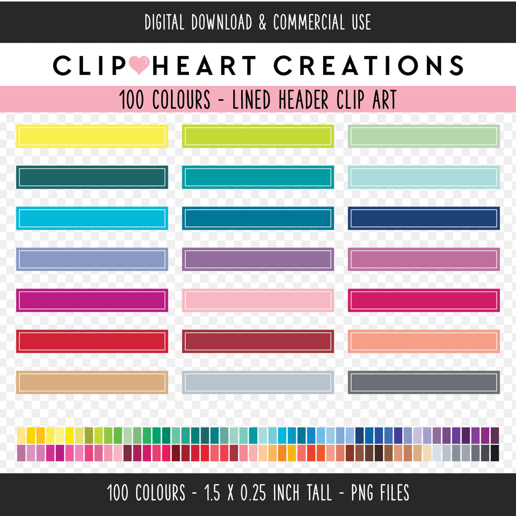 100 Lined Header Clip Art