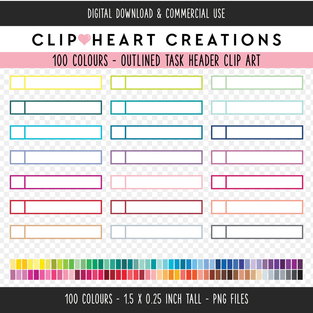 100 Outlined Header Clip Art