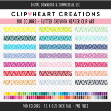 Load image into Gallery viewer, 100 Glitter Chevron Header Clip Art
