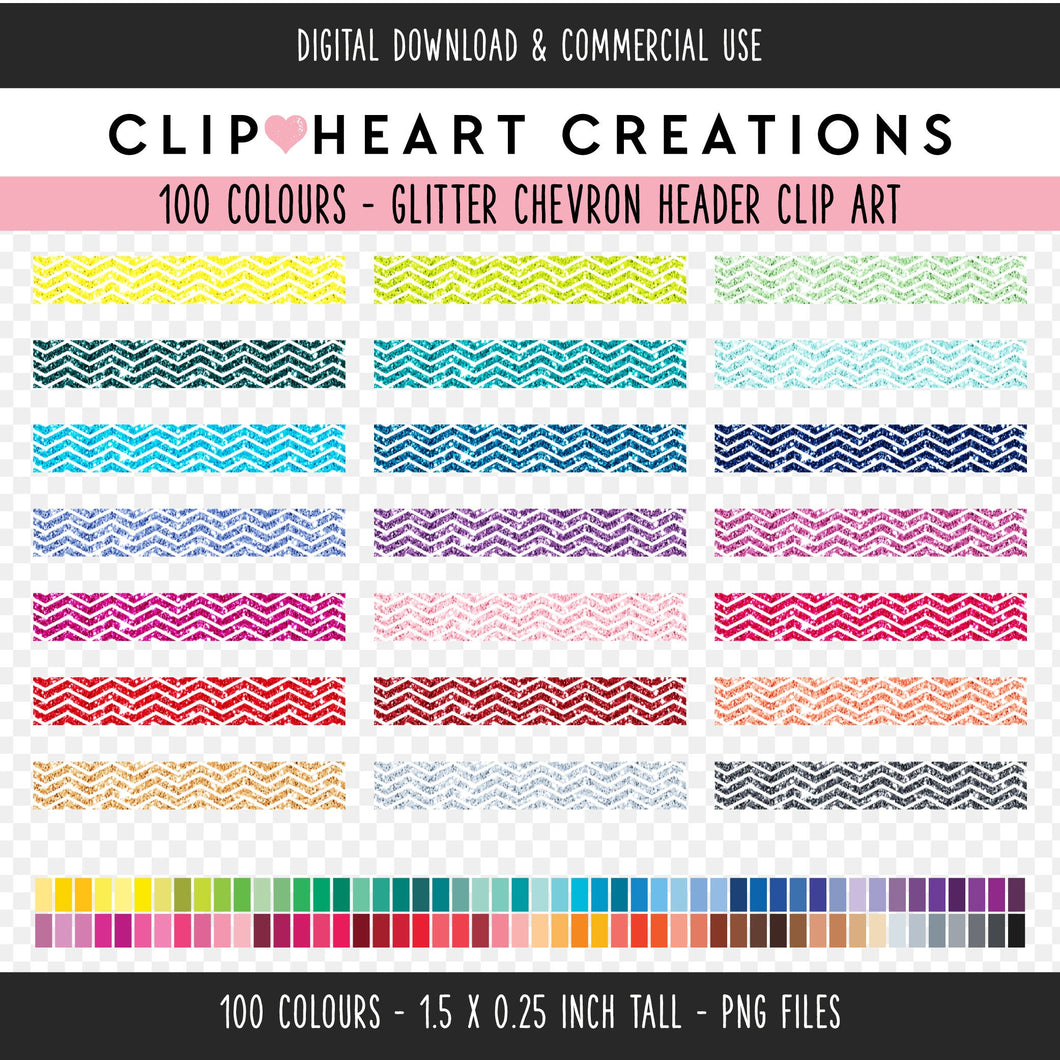 100 Glitter Chevron Header Clip Art