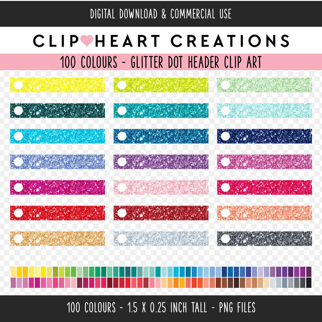 100 Glitter Header Clip Art