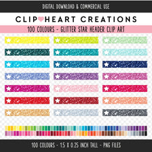 Load image into Gallery viewer, 100 Glitter Star Header Clip Art
