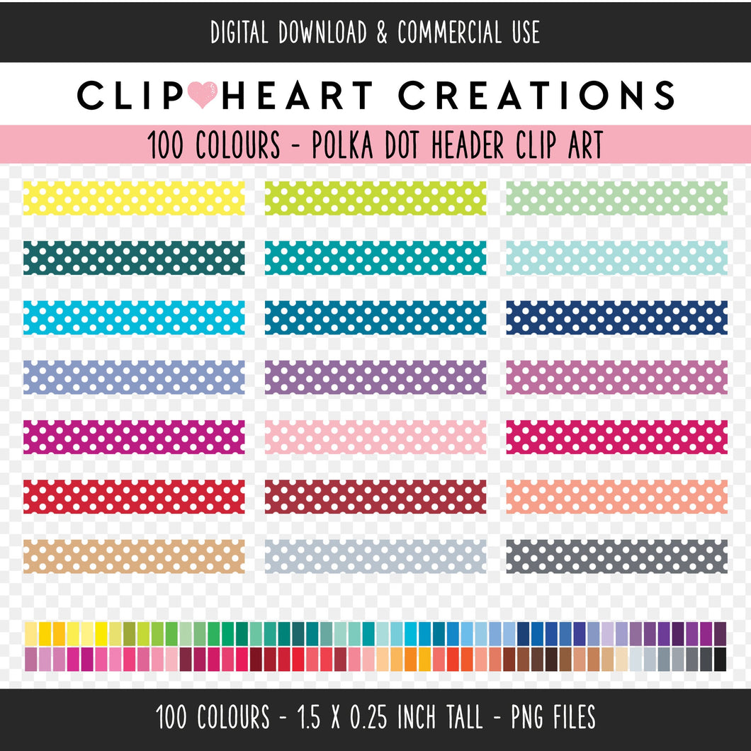 100 Polka Dot Header Clip Art