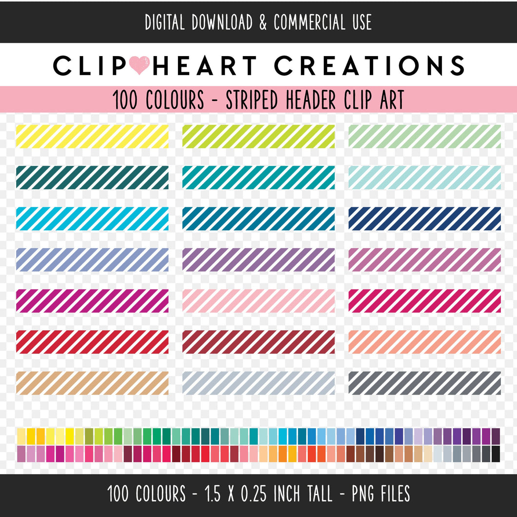 100 Striped Header Clip Art