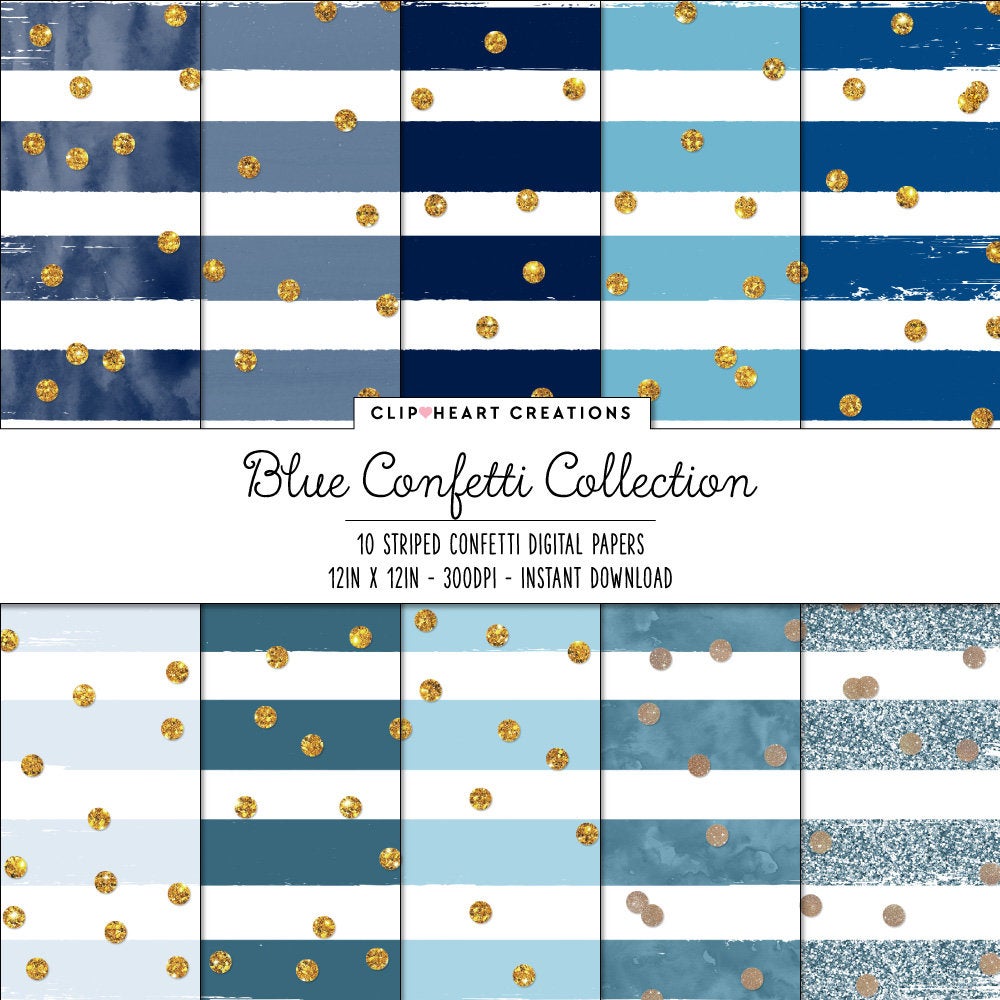 Blue Confetti Sparkle Digital Papers