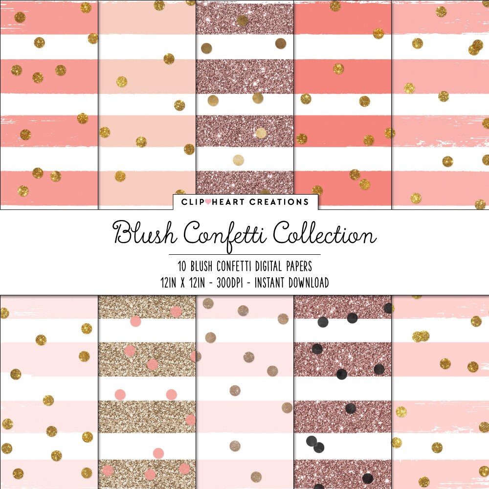 Blush Confetti Sparkle Digital Papers