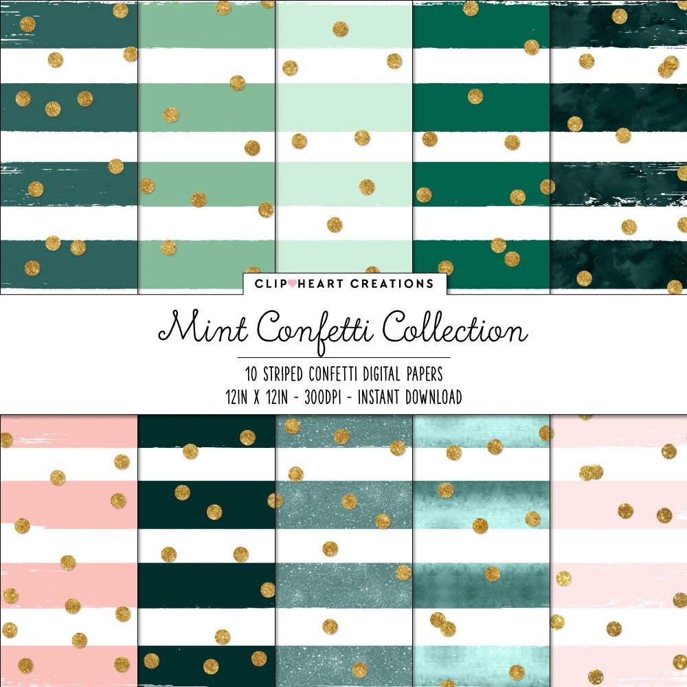 Mint Confetti Sparkle Digital Papers