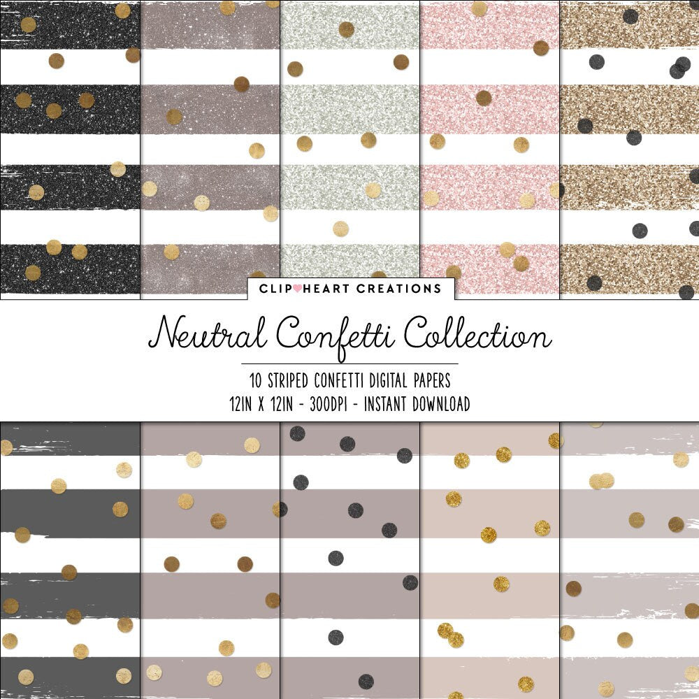 Neutral Confetti Sparkle Digital Papers