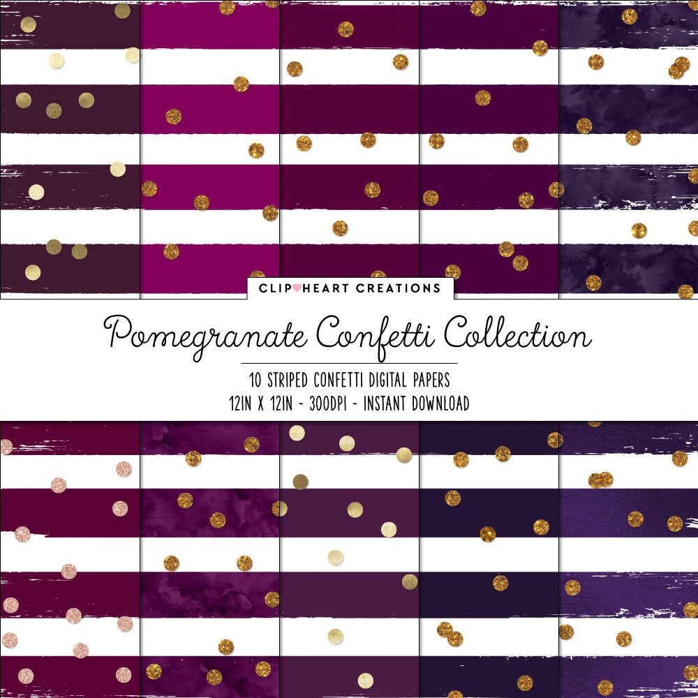 Pomegranate Confetti Sparkle Digital Papers