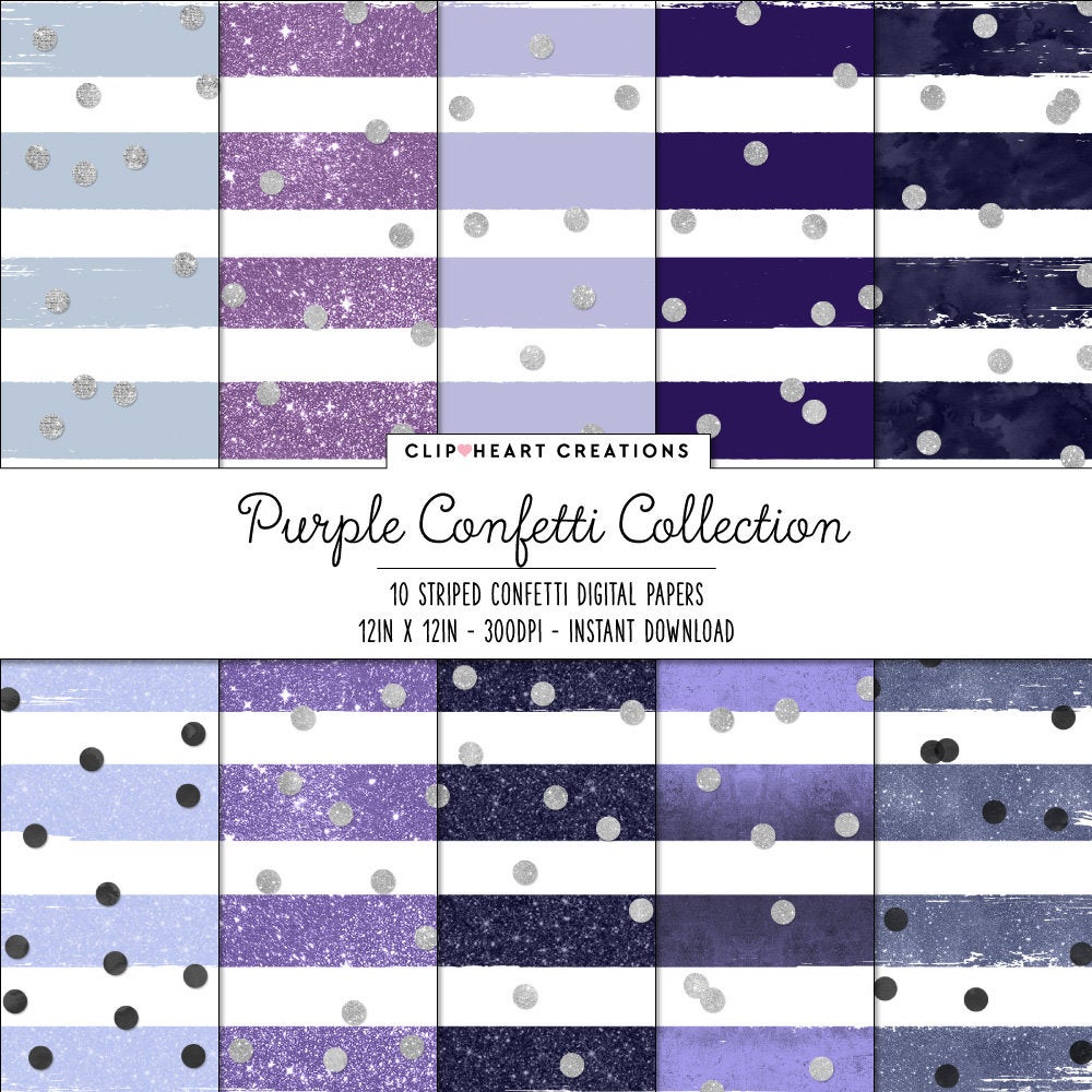 Purple Confetti Sparkle Digital Papers