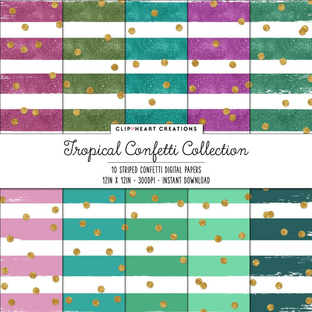 Tropical Confetti Sparkle Digital Papers