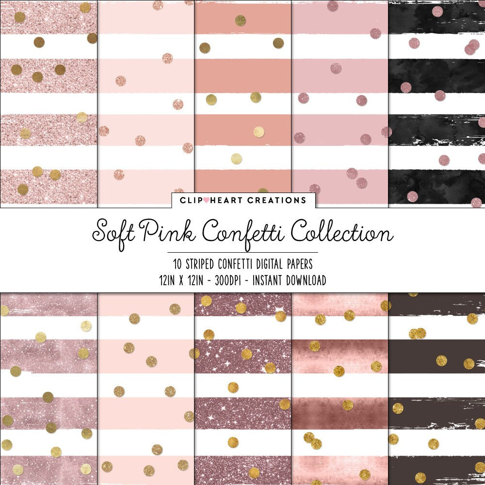 Soft Pink Confetti Sparkle Digital Papers